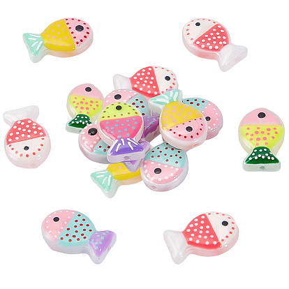 20шт. окрашенные стеклянные бусины, рыба, с эмалью