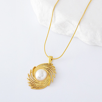 3 шт. ожерелья из нержавеющей стали с имитацией жемчуга и спиральной подвеской для женщин, белые