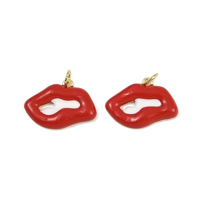 Латунь эмаль подвески, с целью перехода в кольце, очарование губ, без свинца и без кадмия, долговечный, стойки покрытие, реальный 18 k позолоченный