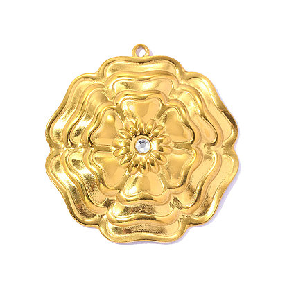 304 подвески из нержавеющей стали, прелести цветка розы, ионное покрытие (ip), зеркальная полировка