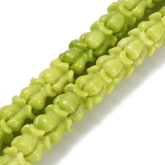 Нити резных бусин из синтетического коралла, окрашенные, цветок