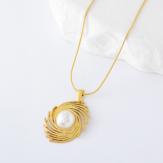 3 шт. ожерелья из нержавеющей стали с имитацией жемчуга и спиральной подвеской для женщин, белые