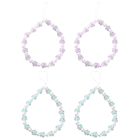 4шт 2 цвета смоляные мобильные ремни, цветок