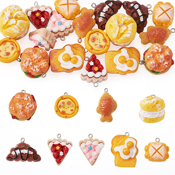 18 шт 9 цвета подвески из непрозрачной смолы, с платиново-железными петлями, разнообразные