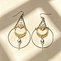 Alloy Dangle Earrings, Raven Skull with Moon Phase