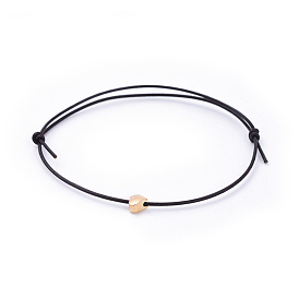Peau de vache réglable bracelets de cuir cordon, avec des perles en laiton, cœur