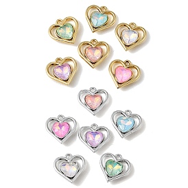 Стеклянные подвески из сплава с ультрафиолетовым покрытием, сердце в сердце очарование, граненые, разноцветные