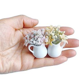 Resin Milk Bottle Flocking Flower Dessert Model, Micro Landscape Dollhouse Decoration, Pretending Prop Accessories