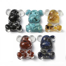 Resin Display Decorations, with Gemstone Chips Inside, Bear