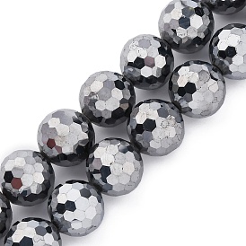 Synthetic Terahertz Stone Beads Strands, Faceted, Round