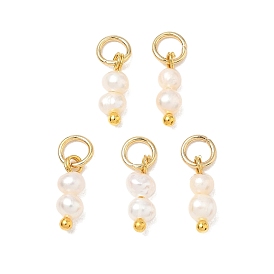 Подвески из натурального пресноводного жемчуга, Подвески из бисера в форме картофеля с фурнитурой из латуни и нержавеющей стали., цветочный белый