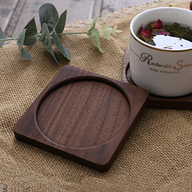 Solid wood coaster black walnut square coaster coffee cup holder whole wood paintless water coaster teapot mat