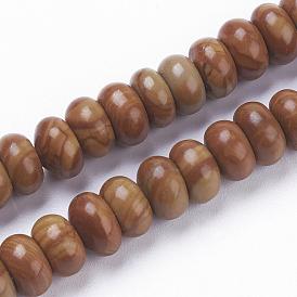 Natural Wood Lace Stone Wooden Jasper Beads Strands, Rondelle