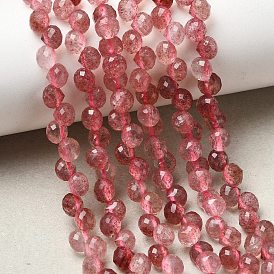 Natural Strawberry Quartz Double Point Beads Strands, Faceted Bicone Beads, Top Drilled