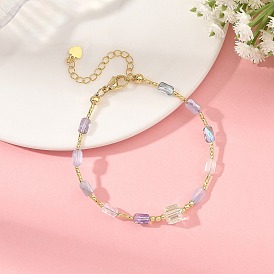 Armbänder aus farbverlaufend beschichtetem Glas und synthetischen, nichtmagnetischen Hämatitperlen, facettierte rechteckige und würfelförmige Armbänder, golden