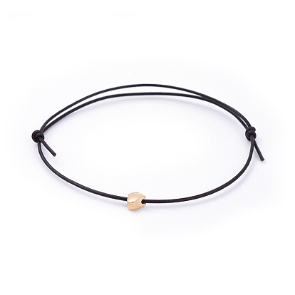 Peau de vache réglable bracelets de cuir cordon, avec des perles en laiton, cœur