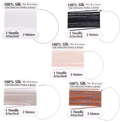 10шт. 5 цвета, шнур из чистого шелка, витой шнур, с бумажной карточкой