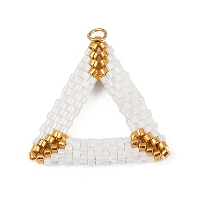 Подвески-треугольники из стеклянного бисера ручной работы, с 304 петлей из нержавеющей стали
