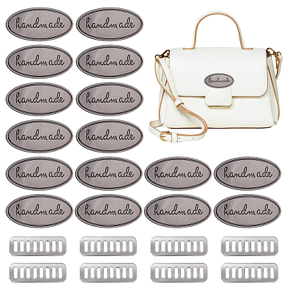 16Pcs Iron Decorative Buckles, Oval with Word Handmade