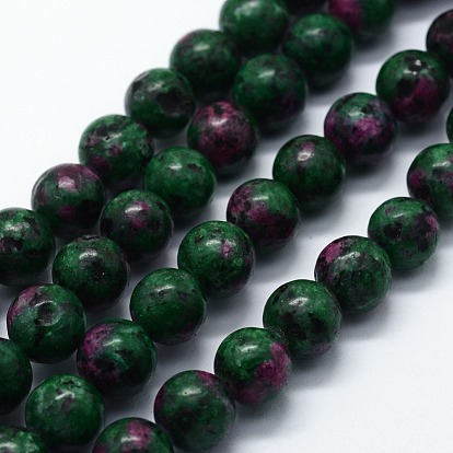 Natural Gemstone Beads Strands, Imitation Ruby in Zoisite, Dyed, Round