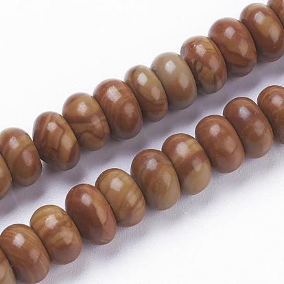 Natural Wood Lace Stone Wooden Jasper Beads Strands, Rondelle