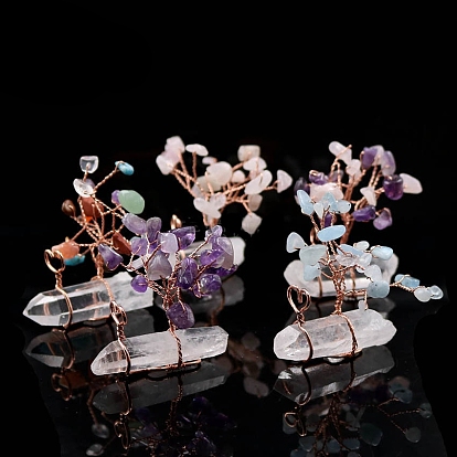 Елочные украшения из натуральных смешанных драгоценных камней, с кристаллической основой из кварца, украшения для домашнего экрана, энергетический камень рейки для исцеления