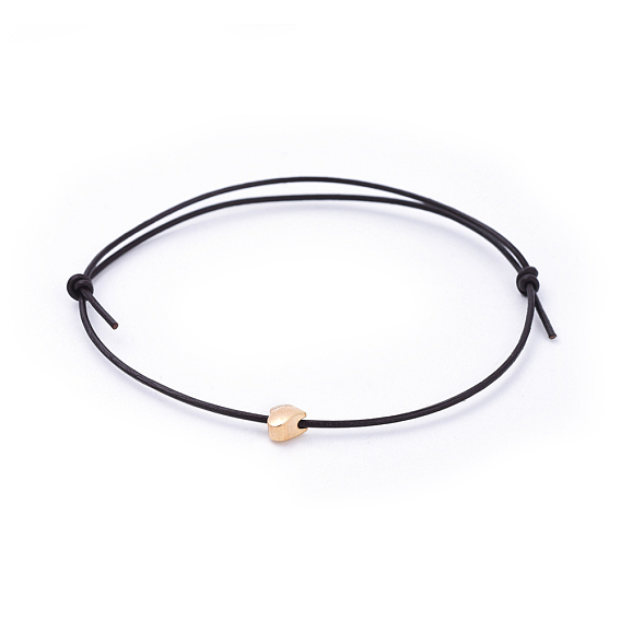 Peau de vache réglable bracelets de cuir cordon, avec des perles en laiton, cœur