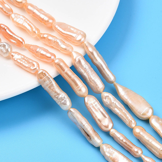 Барокко натуральный жемчуг кеши нити бусы, культивированный пресноводный жемчуг, зарождающаяся жемчужина, форма палочки