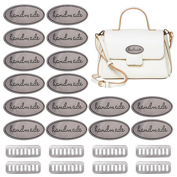 16Pcs Iron Decorative Buckles, Oval with Word Handmade