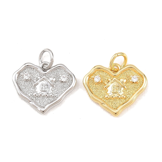 Латунные подвески, сердце с домашними амулетами, долгоиграющий, стойки покрытие, без свинца и без кадмия, с целью перехода в кольце