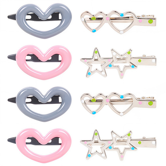 20 шт. 4 стильные пластиковые заколки-кнопки для волос, заколки для волос из железной эмали для волос из кожи аллигатора, аксессуары для волос для девочек