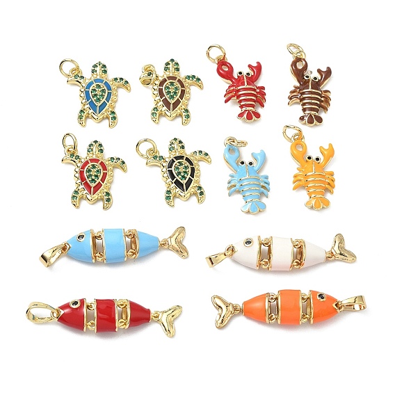 Латунные микро проложить кубического циркония подвески, с эмалью, долговечный, стойки покрытие, без свинца и без кадмия, реальный 18 k позолоченный