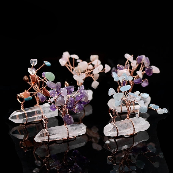 Елочные украшения из натуральных смешанных драгоценных камней, с кристаллической основой из кварца, украшения для домашнего экрана, энергетический камень рейки для исцеления