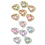 UV Plating Alloy Glass Pendants, Heart in Heart Charm, Faceted, Mixed Color