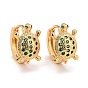 Real 18K Gold Plated Brass Cubic Zirconia Huggie Hoop Earrings, Tortoise Earrings for Women, Lead Free & Cadmium Free & Nickel Free