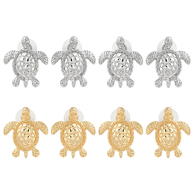 4пары 2цвета серег-гвоздиков из сплава морской черепахи для женщин