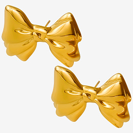 Stylish Sweet Bowknot Stud Earrings for Women, Metal Design