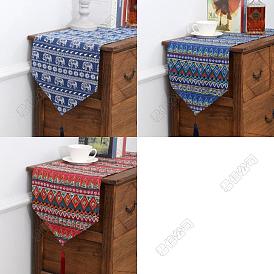 3 piezas 3 colores caminos de mesa de cáñamo de algodón de estilo étnico, cubierta a prueba de polvo para microondas, tela de la cubierta de la lavadora, toalla de cubierta de refrigerador, manteles, Rectángulo