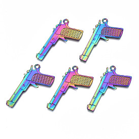 Rainbow Color Alloy Pendants, Cadmium Free & Lead Free, Handgun