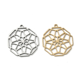 Полые 201 из нержавеющей стали кулоны, восьмиугольные подвески-мандалы