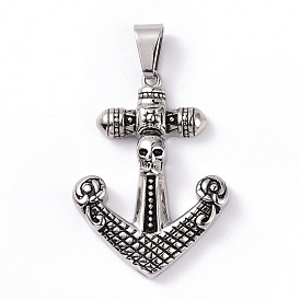 Anchor with Skull 304 Stainless Steel Big Pendants