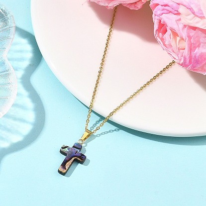 Подвеска в виде креста из натуральной раковины морского ушка 304 цепочка из нержавеющей стали для женщин