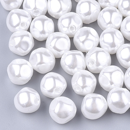 Экологически чистые бусины из абс-пластика с имитацией жемчуга, высокий блеск, многоугольник