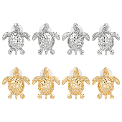 4пары 2цвета серег-гвоздиков из сплава морской черепахи для женщин