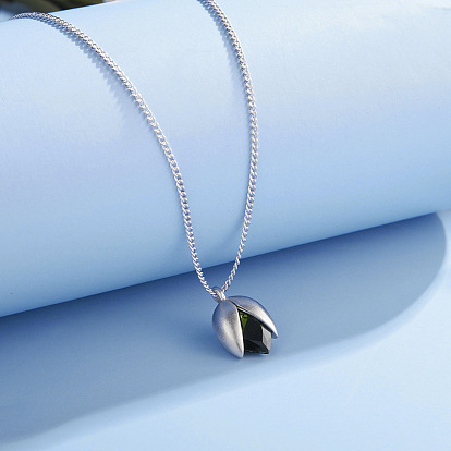 Модные 925 ожерелья из стерлингового серебра темно-оливкового цвета с фисташковым кубическим цирконием для женщин