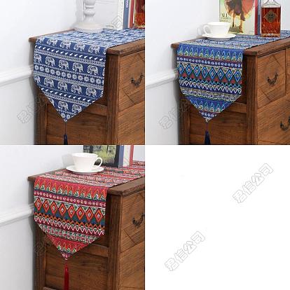3 piezas 3 colores caminos de mesa de cáñamo de algodón de estilo étnico, cubierta a prueba de polvo para microondas, tela de la cubierta de la lavadora, toalla de cubierta de refrigerador, manteles, Rectángulo