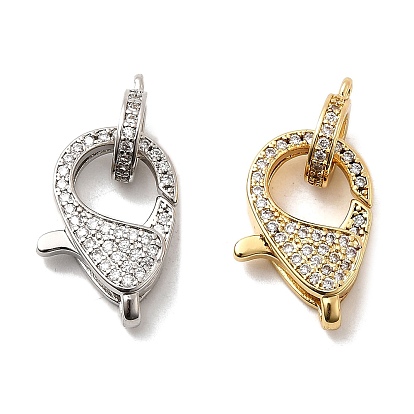 Застежки-клешни из прозрачной латуни с кубическим цирконием, с трубчатой дужкой