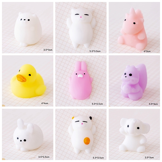TPR Stress Toy, Funny Fidget Sensory Toy, for Stress Anxiety Relief, Cat/Unicorn/Duck/Rabbit/Squirrel/Elephant/Octopus/Chick Pattern