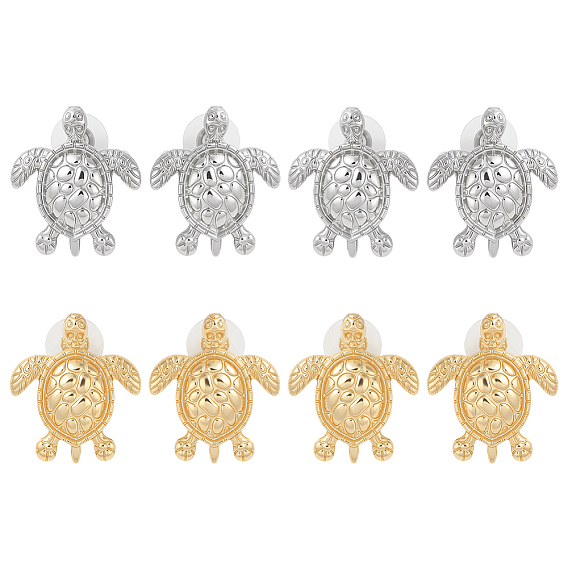 4пары 2цвета серег-гвоздиков из сплава морской черепахи для женщин