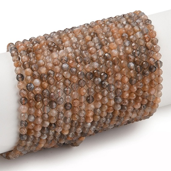 Нити из натуральных бусин из нескольких лунных камней, граненые, круглые